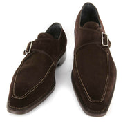 Men's Brown Suede Monk Strap Shoes