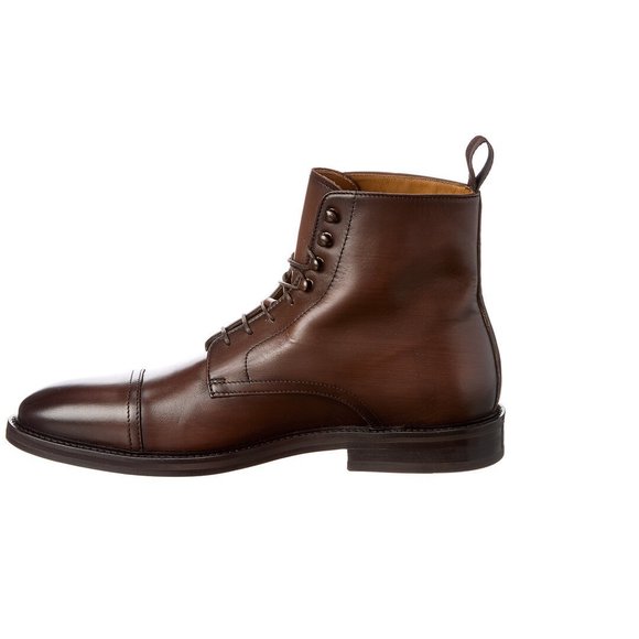 Handmade Men Cap toe brown ankle Leather boot, brown leather dress boot