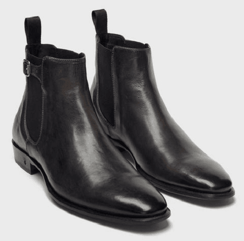 Handmade Men casual Black Leather Chelsea boots, Square toe ankle boots