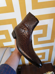 Classic Alligator Side Zipper Boots in Brown - Image 4