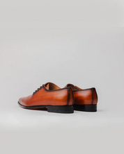 Men's Cognac Leather Oxford Dress Shoes with Lateral Lacing - Image 4
