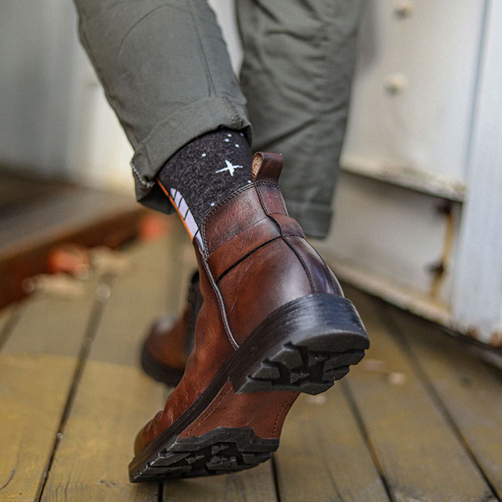 Handmade Men' Cow Leather Rugged Chelsea Boots