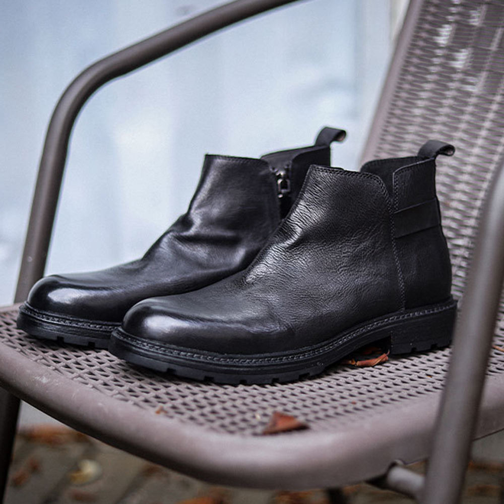 Handmade Men' Cow Leather Rugged Chelsea Boots