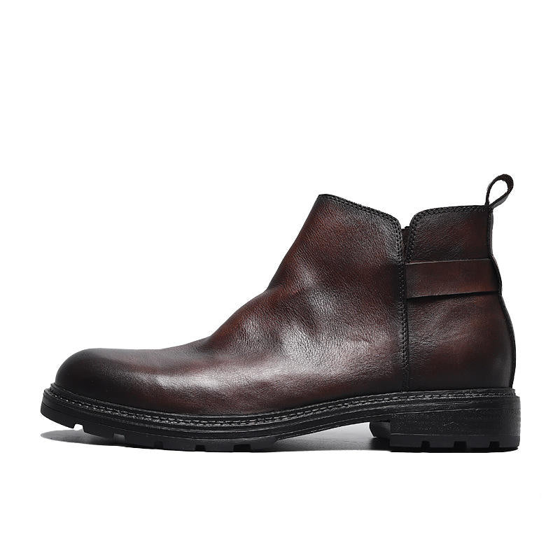 Handmade Men' Cow Leather Rugged Chelsea Boots