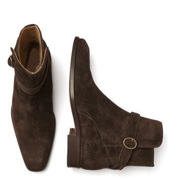 Handmade Men Dark Brown Jodhpurs Ankle Boot, Genuine Suede Boots