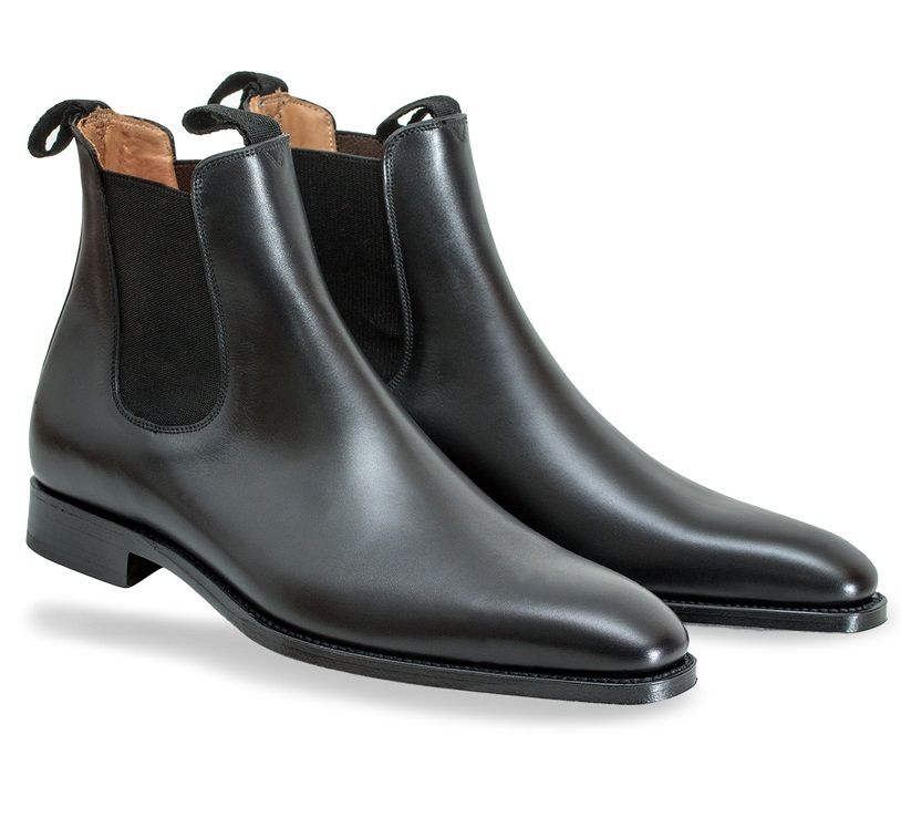 Handmade Men Genuine Leather Chelsea Boot, Black Ankle Boots