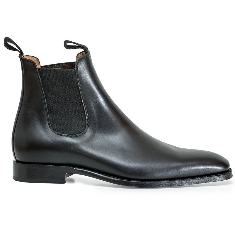 Handmade Men Genuine Leather Chelsea Boot, Black Ankle Boots