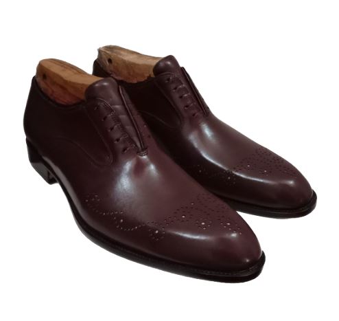 Handmade Men maroon Leather Oxfords dress shoes, Men leather Business shoes