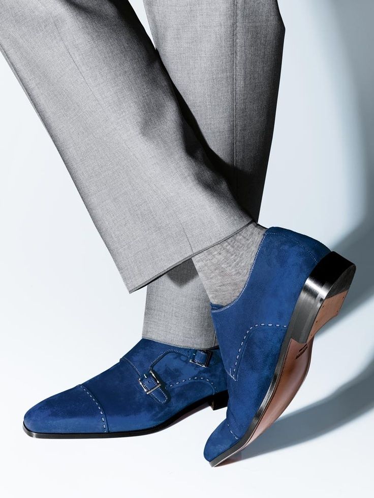 Handmade Men Monk Strap Shoes, Suede Shoes, Royal Blue Shoes, Formal Shoes
