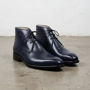 Handmade Men Navy Blue Color Ankle High Boots, Navy Blue Chukka Boots