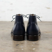 Handmade Men Navy Blue Color Ankle High Boots, Navy Blue Chukka Boots
