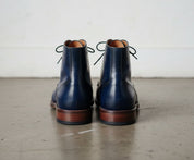 Handmade Men Navy blue Lace up Leather ankle boots, Blue leather dress boot - back-view