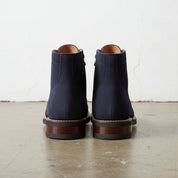 Handmade Men Navy Blue Suede Ankle Boots, Mens Fashion Lace Up Boots - back-view