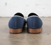 Handmade Men Navy Blue Suede Leather Tassels Moccasins Shoes Loafer Silpons - back-view