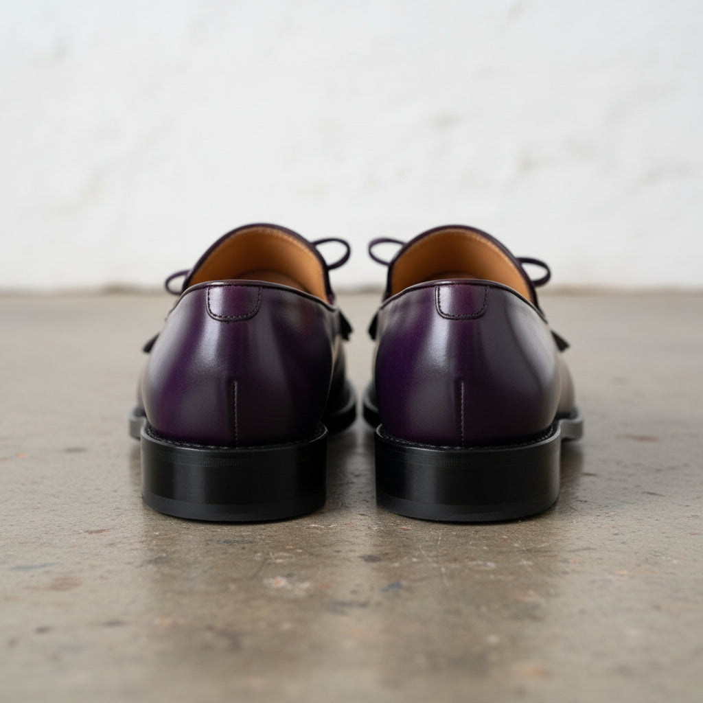 Handmade Men Oxford Fringe Purple leather party shoes Purple leather Shoes