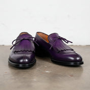 Handmade Men Oxford Fringe Purple leather party shoes Purple leather Shoes