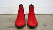 Handmade Men Red color Suede Pointed toe Chelsea Boots - front-view