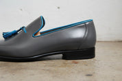 Handmade Men Shoes Mens Black Tassels Leather Shoes Dress Leather Shoes - detail-view-showing-texture