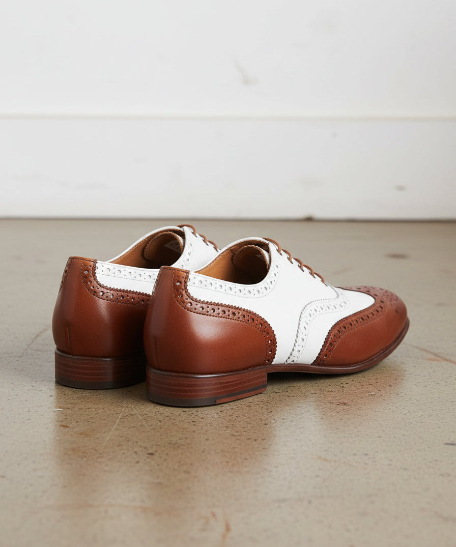 Handmade Men Spectators dress shoes, Men wing tip brogue Casino shoes - 3-4-right-view