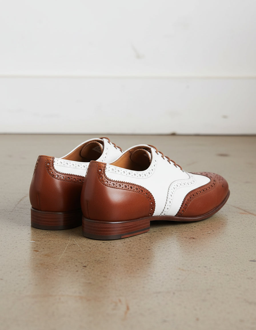 Handmade Men Spectators dress shoes, Men wing tip brogue Casino shoes - 3-4-right-view