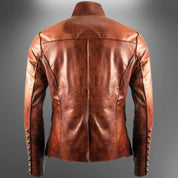 Men's Steampunk Leather Long Jacket - Image 2