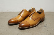 Handmade Men Tan Color Oxford Brogue Formal Shoes, Dress Shoes Shoe