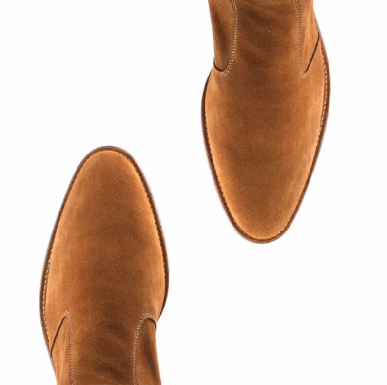 Men's Tan Suede Zipper Boots - Image 4
