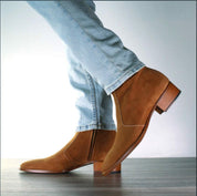 Men's Tan Suede Zipper Boots - Image 6