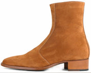 Men's Tan Suede Zipper Boots - Image 5