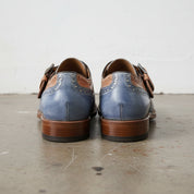 Handmade Men Three Tone Wing Tip Brogue Shoes, Designer Formal Shoes - back-view