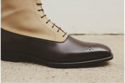 Handmade Men Two Tone Ankle Boots, Brown And Beige Suede Lace Up Boots