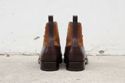Handmade Men Two Tone Button Boot, Brown Ankle Boots, Formal Boot - back-view