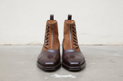 Handmade Men Two Tone Button Boot, Brown Ankle Boots, Formal Boot - front-view
