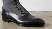 Handmade Men Two Tone Formal Boot, Button Up Boot, Cap Toe Ankle Boot - detail-view-showing-texture
