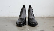 Handmade Men Two Tone Formal Boot, Button Up Boot, Cap Toe Ankle Boot - front-view