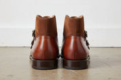 Handmade Men Two Tone Wing Tip Chukka Boots, Double Monk Leather Boots - back-view