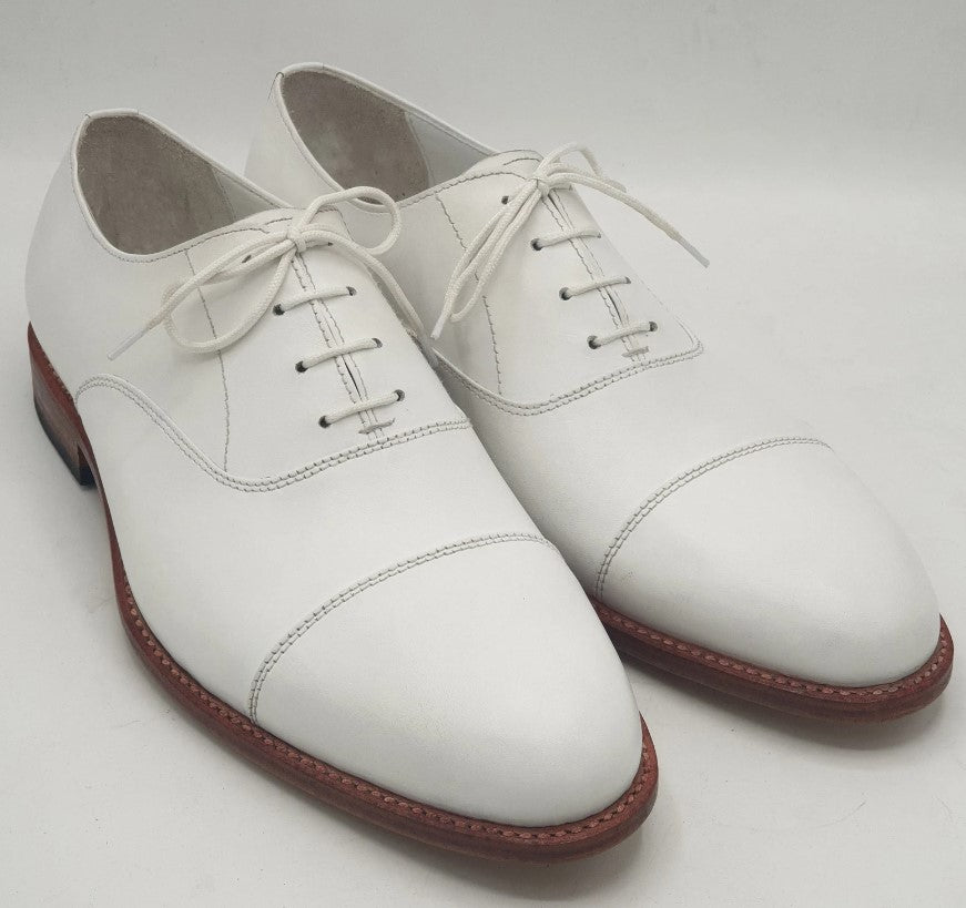 Handmade Men white Oxford shoes, Men white leather dress shoes, Party shoes