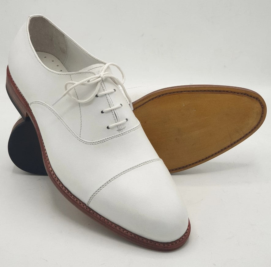 Handmade Men white Oxford shoes, Men white leather dress shoes, Party shoes