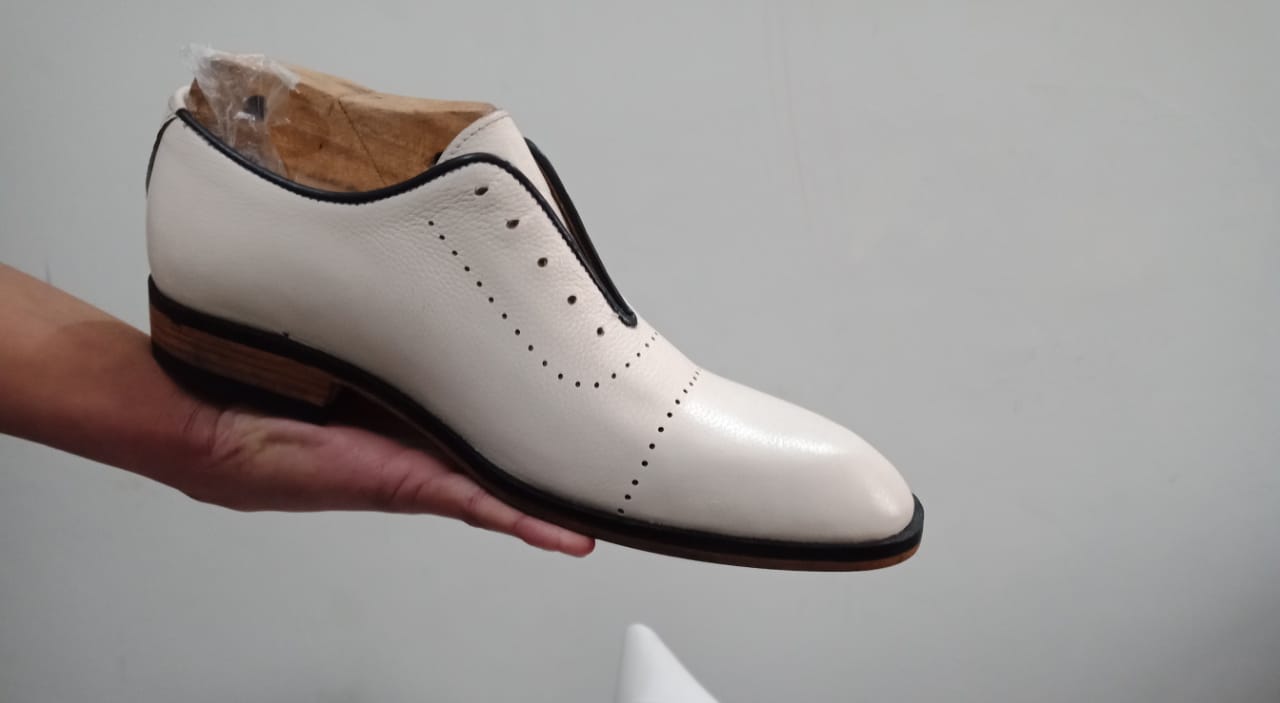 Handmade Men White Party Shoes, White Leather Formal Shoes, Shoes