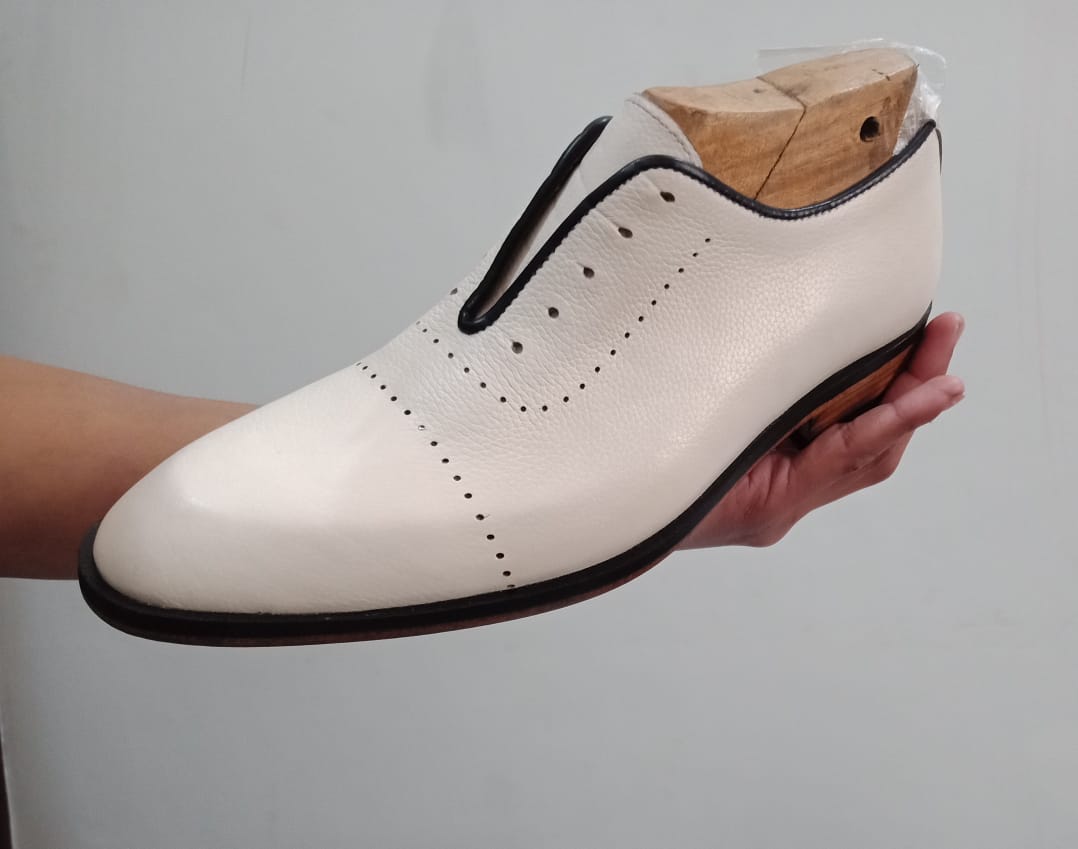 Handmade Men White Party Shoes, White Leather Formal Shoes, Shoes