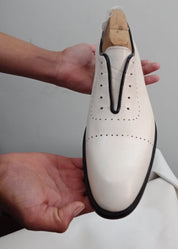 Handmade Men White Party Shoes, White Leather Formal Shoes, Shoes