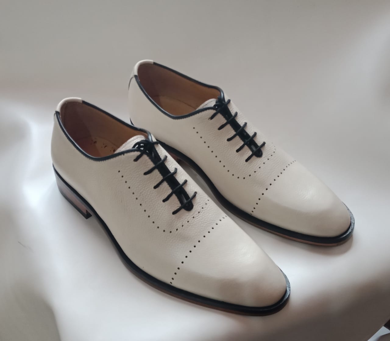 Handmade Men White Party Shoes, White Leather Formal Shoes, Shoes