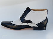 Handmade Men wingtip brogue ankle dress Boot, Two tone Chukka boot