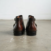 Handmade Men Wingtip Brogue Double Monk Chukka Boots, New Leather Boots - back-view