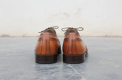 Handmade Men Wingtip Brogue Formal Shoes, Tan Color Wingtip Dress Shoes - back-view