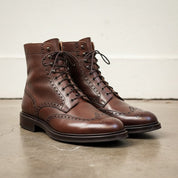 Handmade Men Wingtip Brogue Lace up Boot, Boot Combat Boot - angle-view-showing-depth