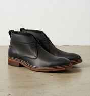Handmade Mens Ankle Leather Boot, Men Black Leather Boots, Lace Up Boot - 3-4-right-view