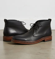 Handmade Mens Ankle Leather Boot, Men Black Leather Boots, Lace Up Boot - angle-view-showing-depth