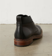 Handmade Mens Ankle Leather Boot, Men Black Leather Boots, Lace Up Boot - detail-view-showing-texture