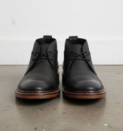 Handmade Mens Ankle Leather Boot, Men Black Leather Boots, Lace Up Boot - front-view